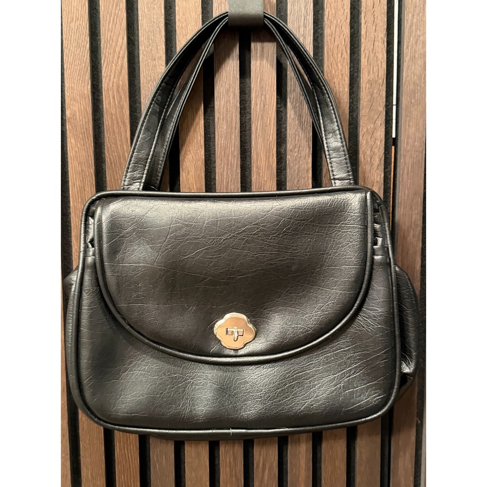 Vintage FS Originals Black Handbag - Grandma Bag 2 Sided Silver & Gold Hardware